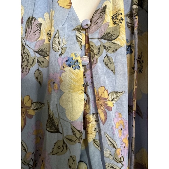 NWT ENDLESS ROSE Women's BOHO Chiffon ROMPER Lt Blue Floral Ruffled Lined Size M - Picture 8 of 10